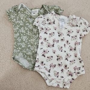 Nicole Miller Floral Bodysuits - Green and Cream